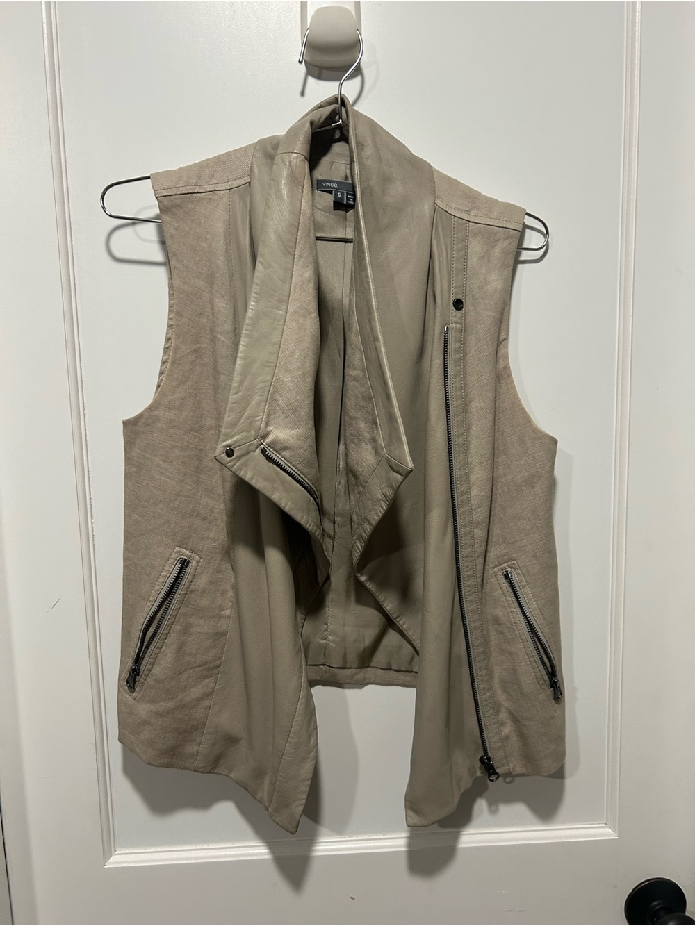 Vince Taupe Draped Sleeveless Vest